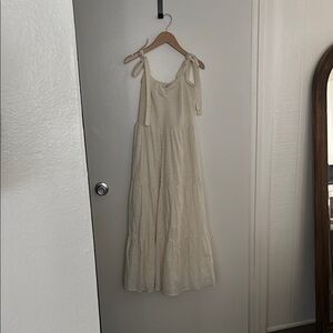 Madewell Cream Maxi Dress with Tie Straps gently used